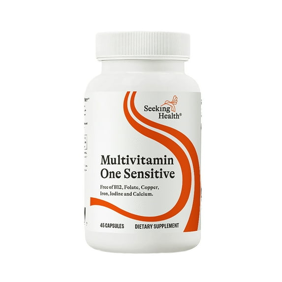 Seeking Health Multivitamin One Sensitive, Daily Vitamin Without B12, Folate, Copper, Iron, Iodine, Calcium, Choline, and Lutein, Antioxidant Support, Vegetarian and Vegan (45 Capsules)