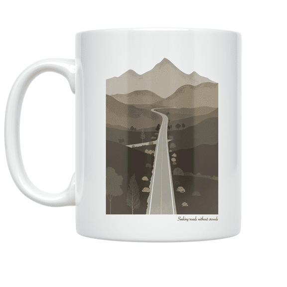 Seeking Roads Without Crowds - Introvert Travel Enthusiast - 11 oz Ceramic Coffee Mug
