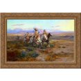 thumbnail image 1 of Seeking the Trail (detail) 24x18 Gold Ornate Wood Framed Canvas Art by Charles M. Russell, 1 of 2
