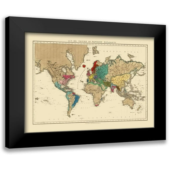 Seely 14x11 Black Modern Framed Museum Art Print Titled - World Empire 1811 of Napoleon Bonaparte