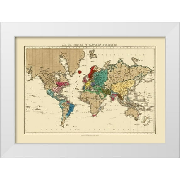 Seely 32x24 White Modern Wood Framed Museum Art Print Titled - World Empire 1811 of Napoleon Bonaparte