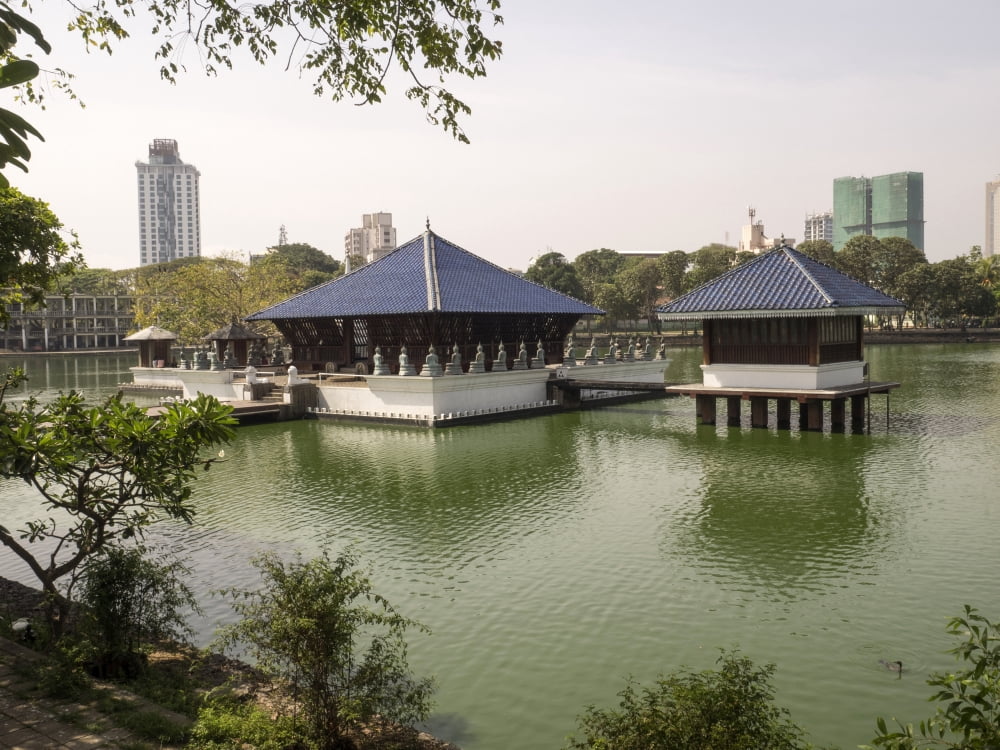 Seema Malaka designed by Geoffrey Bawa (1776-78) Gangaramaya Temple Beira Lake Colombo Central Province Sri Lanka Canvas Art - Panoramic Images (12 x 16)