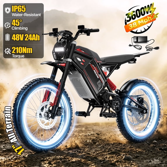 Seemoon Mid Drive Electric Bike for Adults 750W 28 MPH, Removable Battery 45-Mile Range, Dirt E-Bike Full Suspension Hydraulic Disc Brakes