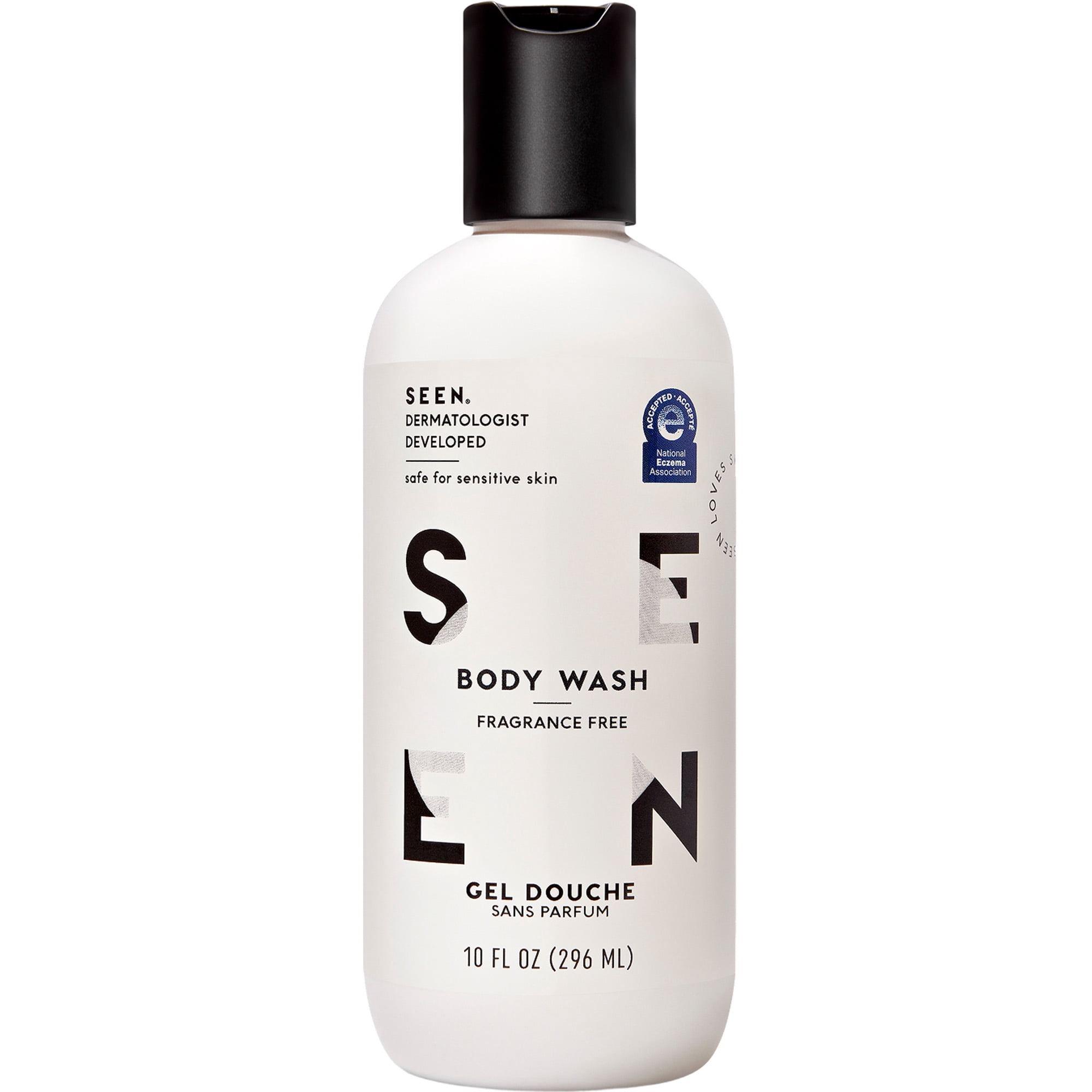 SEEN Body Wash, Fragrance Free - Non-Comedogenic & Non-Irritating Body Wash- Dermatologist-Developed - Safe for Sensitive, Eczema & Acne Prone Skin - 10 fl oz