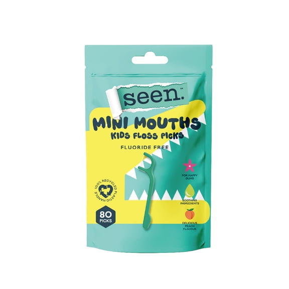 SEEN Kids Croc Floss Picks, Fluoride-Free, Natural Peach Flavor, 80 Count