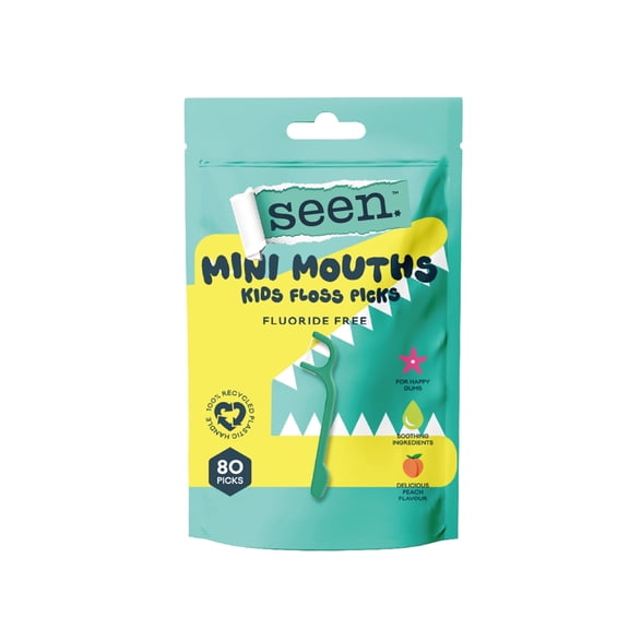SEEN Kids Croc Floss Picks, Fluoride-Free, Natural Peach Flavor, 80 Count