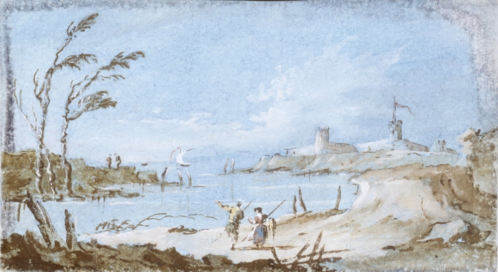 Seen Of A Stream With Towers Canvas Art - (36 x 24)