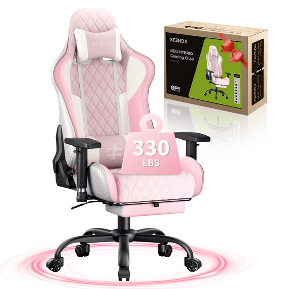Seenda GCPro-10 Big and Tall Gaming Chair with Footrest, High-Back Ergonomic Office Chair, Heavy Duty Reclining Computer Desk Chair with Adjustable Lumbar Support and Headrest