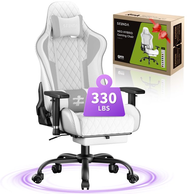 Seenda GCPro-10 Gaming Chair, Video Game Chair with Footrest and Lumbar Support, Ergonomic Computer Desk Chair Height Adjustable with Swivel Seat and Headrest