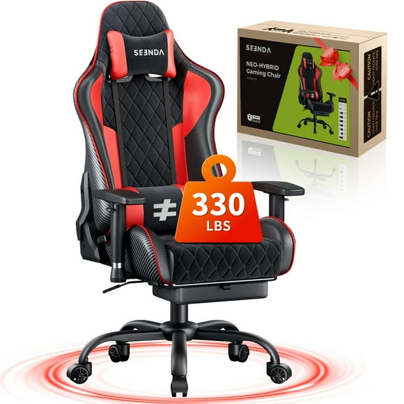 Seenda GCPro-10 Gaming Chair, Big and Tall Video Game Chair with Footrest, High Back Ergonomic Computer Desk Chair Height Adjustable with Headrest and Lumbar Support