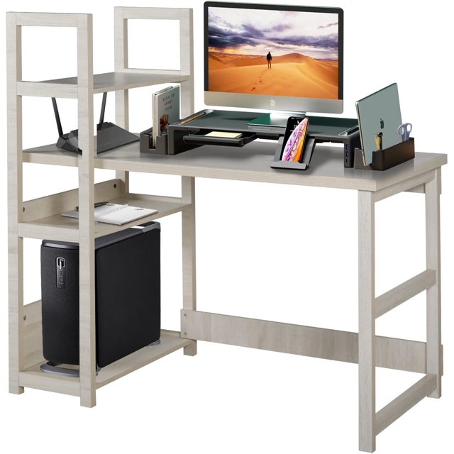 Seenda Computer Desk with Shelves, 47 inch Modern Writing Study Desk