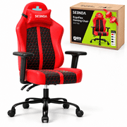 Seenda Ergonomic Gaming Chair, Computer Gamer Chair for Adult and Kids, Office Desk Chair with Flip Armrests, PU Leather, Swivel Racing Chair, Red