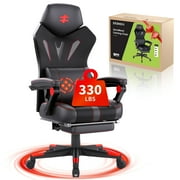 Seenda Massage Gaming Chair, Computer Chair with Mesh Back, Ergonomic Office Desk Chair with Footrest, Reclining Video Game Chair with Adjustable Headrest and Lumbar Support for Gaming and Office
