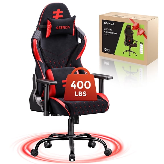 Seenda Adult High Back PC Gaming Chair with Linked Armrests and Lumbar Support, 400 lbs with BIFMA Certified, Red