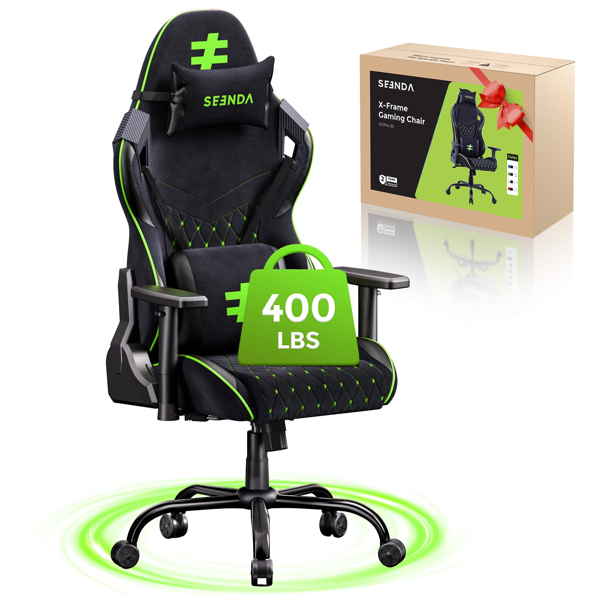 Seenda Gaming Chair for Adults 400lbs, Ergonomic Office Desk Chair with Lumbar Support, High Back Computer Chair for Home Office, BIFMA Certified