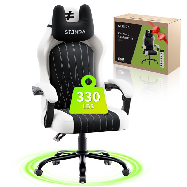 Seenda Gaming Chair, Fabric Comfy Video Gaming Chair, High Back Computer Chair, Adjustable Swivel Office Desk Chair with Headrest and Lumbar Support