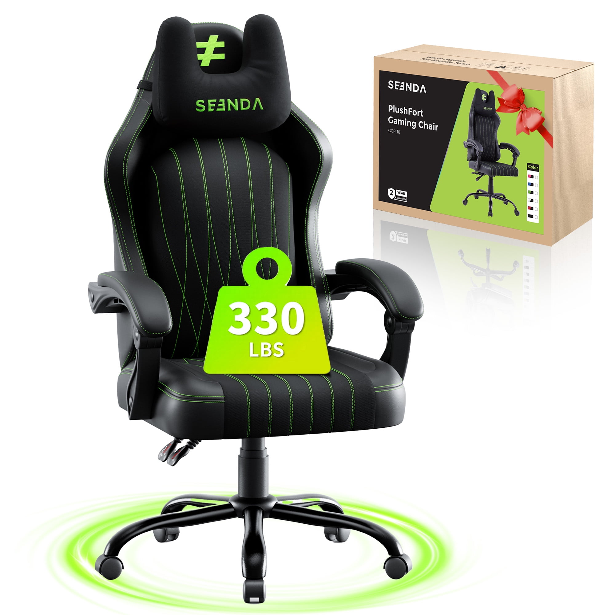 Seenda Gaming Chair, Fabric Comfy Video Gaming Chair, High Back Computer Chair, Adjustable Swivel Office Desk Chair with Headrest and Lumbar Support