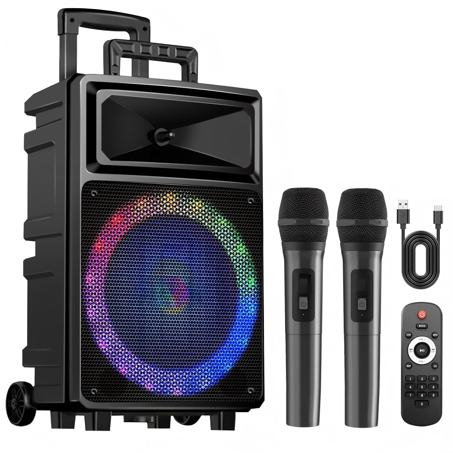 Seenda Karaoke Machine with 2 Wireless Microphones, Bluetooth