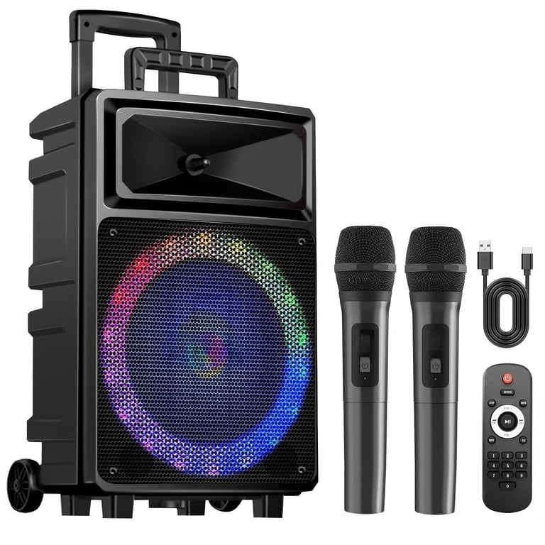 Seenda Karaoke Machine with 2 Wireless Microphones, Bluetooth