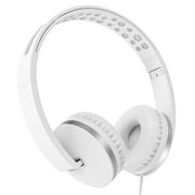 Seenda Kids Headphones for Girls Boys, Wired Kids Headphones with Microphone for School, Lightweight Foldable Stereo Bass Volume Control Kids Headphones for Cell Phone/Tablet/Laptop/MP3/4, White