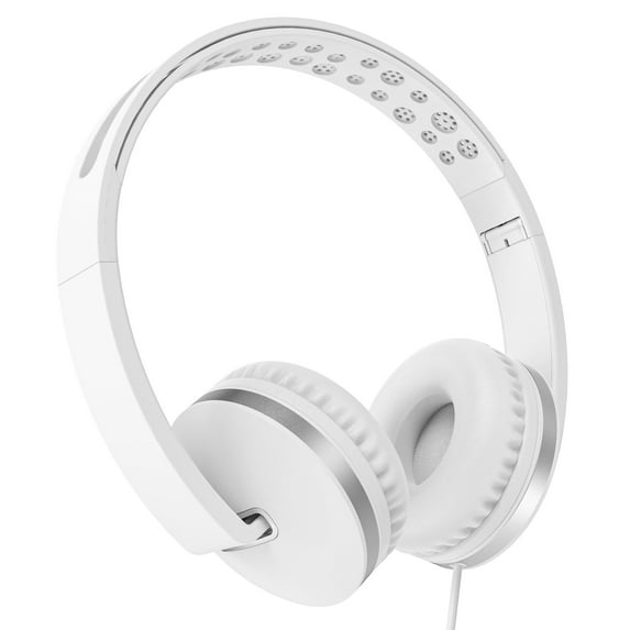 Seenda Kids Headphones for Girls Boys, Wired Kids Headphones with Microphone for School, Lightweight Foldable Stereo Bass Volume Control Kids Headphones for Cell Phone/Tablet/Laptop/MP3/4, White