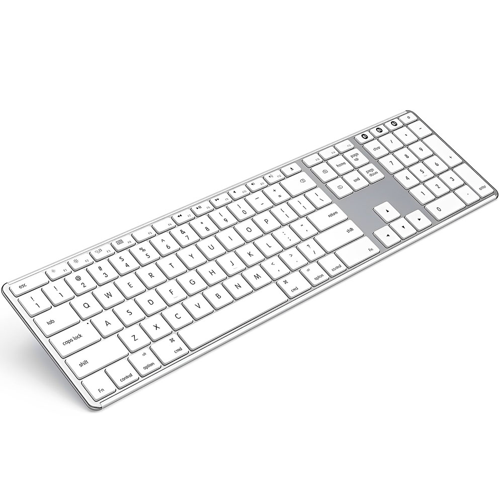 Rechargeable Wireless Bluetooth Keyboard, Jelly Comb Full Size Multidevice 2.4G & Bluetooth