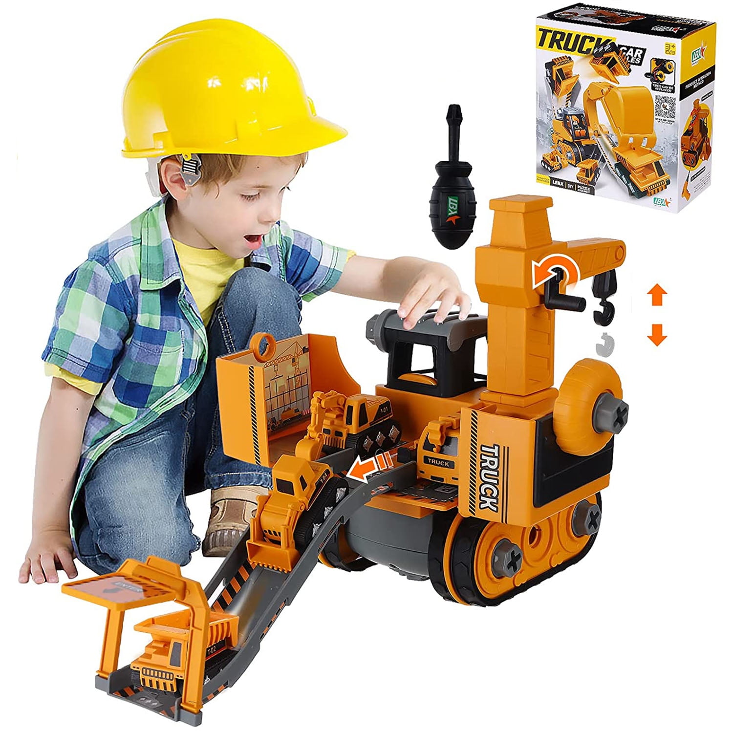 Insten 5 in 1 Take Apart Toy Robot & Truck Playset, Engineering Stem Project Kit for Kids, Blue