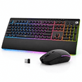 thumbnail image 1 of Seenda Wireless Gaming Keyboard and Mouse Combo, RGB Backlit Full Size Keyboard with Wrist Rest, 7200 DPI Rechargeable Mouse, 1 of 7