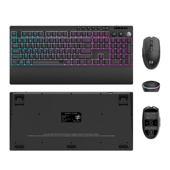Seenda Wireless RGB Keyboard & Mouse Combo, 2.4G + Bluetooth, 2000mAh Battery, Silent Ergonomic Design, Compatible with Windows/Mac/Linux for PC & Laptop