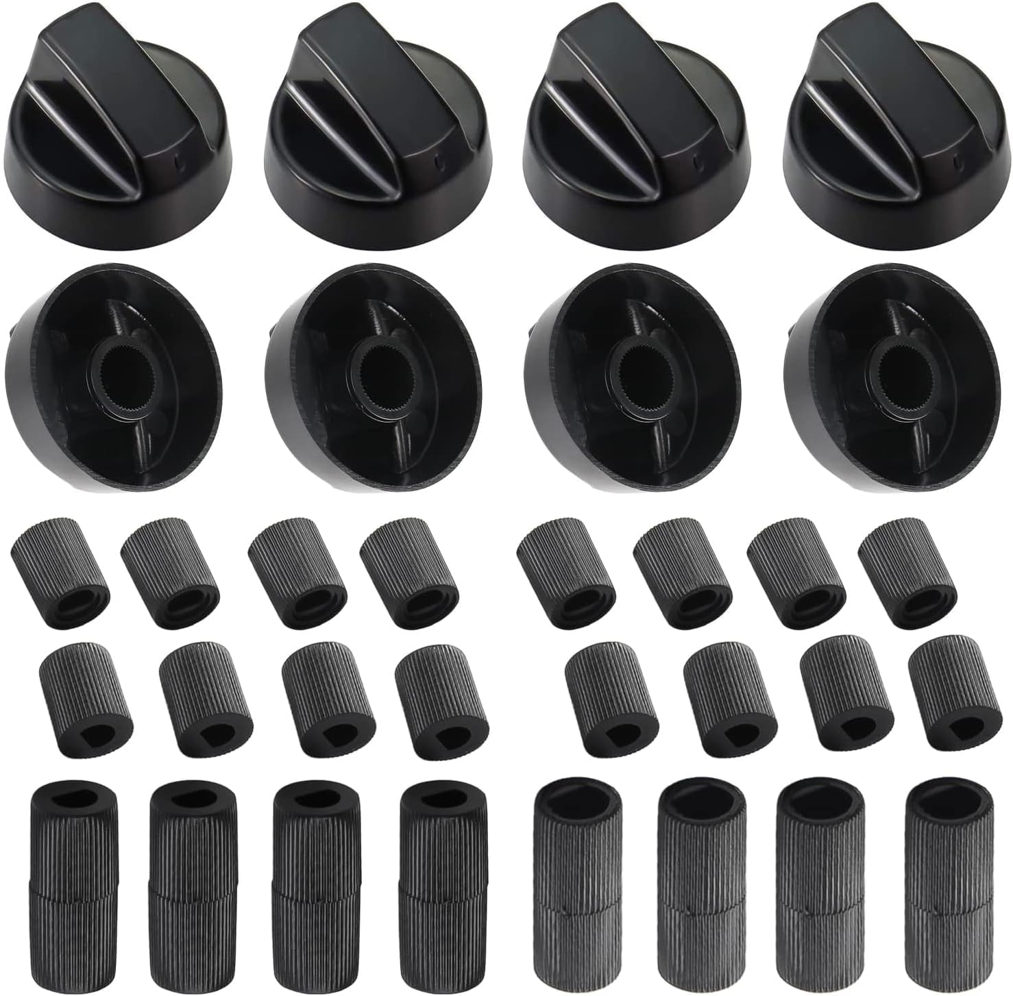 Seentech 8-Pack Universal Control Knobs with 24 Adapters Compatible with Oven/Stove/Range Universal Knobs Wide Application. (Black)