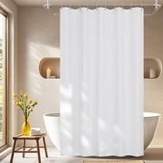 Seenus Waterproof Soft Microfiber Short Shower Curtain TPU Backed Lightweight, 60 x Inch White Small Fabric Liner with 2 Large Magnets, Hotel Quality Cloth Bathtub Washable