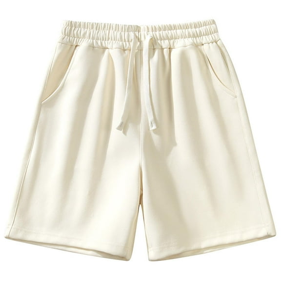 Seeotter Men's Casual Classic Solid Shorts Drying Athletic Cotton Sweat Drawstring Shorts With Pockets
