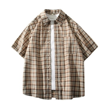Seeotter Men's Casual Polo Shirts Classic Button Basic Short Sleeve Shirt Plaid Soft Tees Golf Stylish Tops