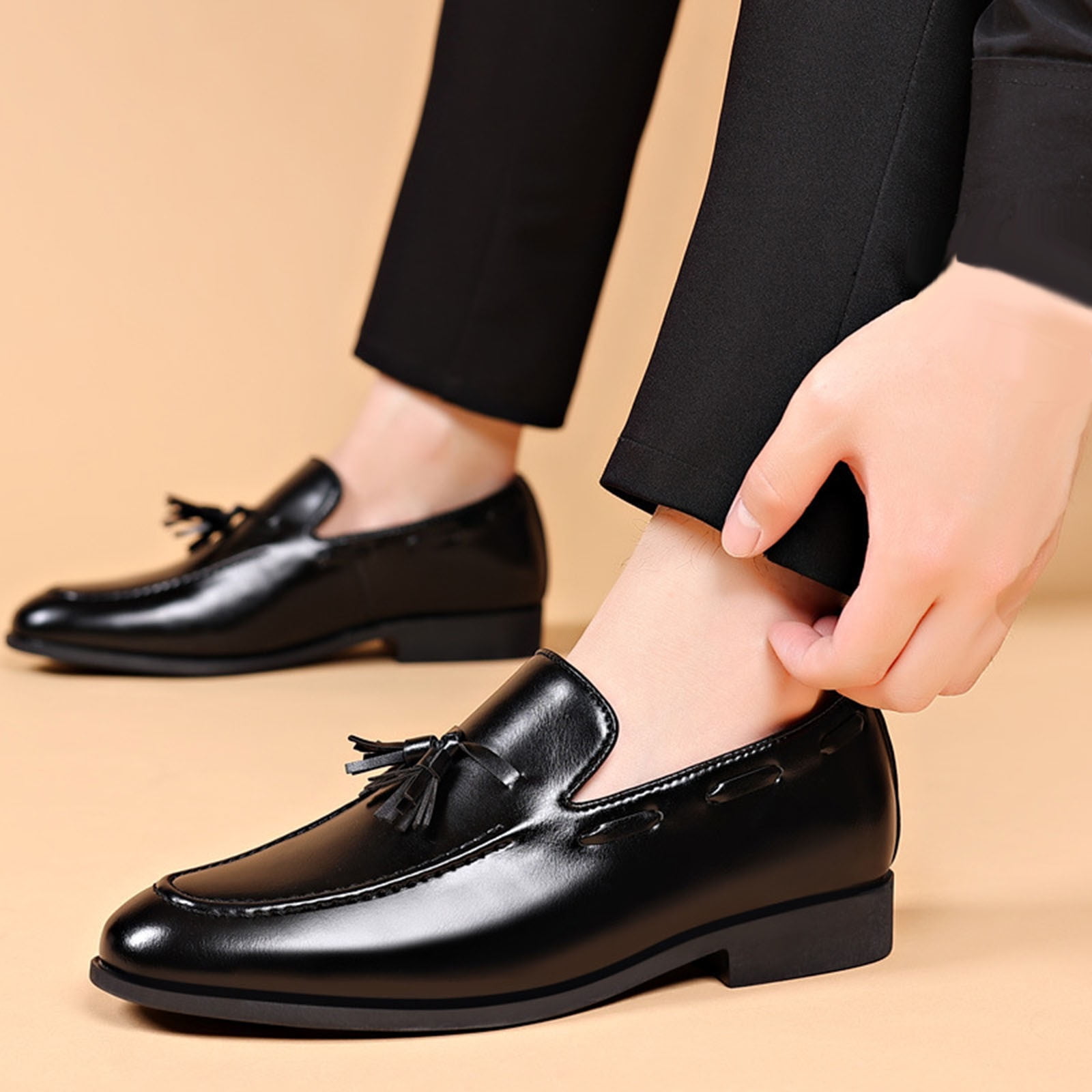 Seeotter Men's Loafers Dress Shoes Loafers Formal Tassels Business ...
