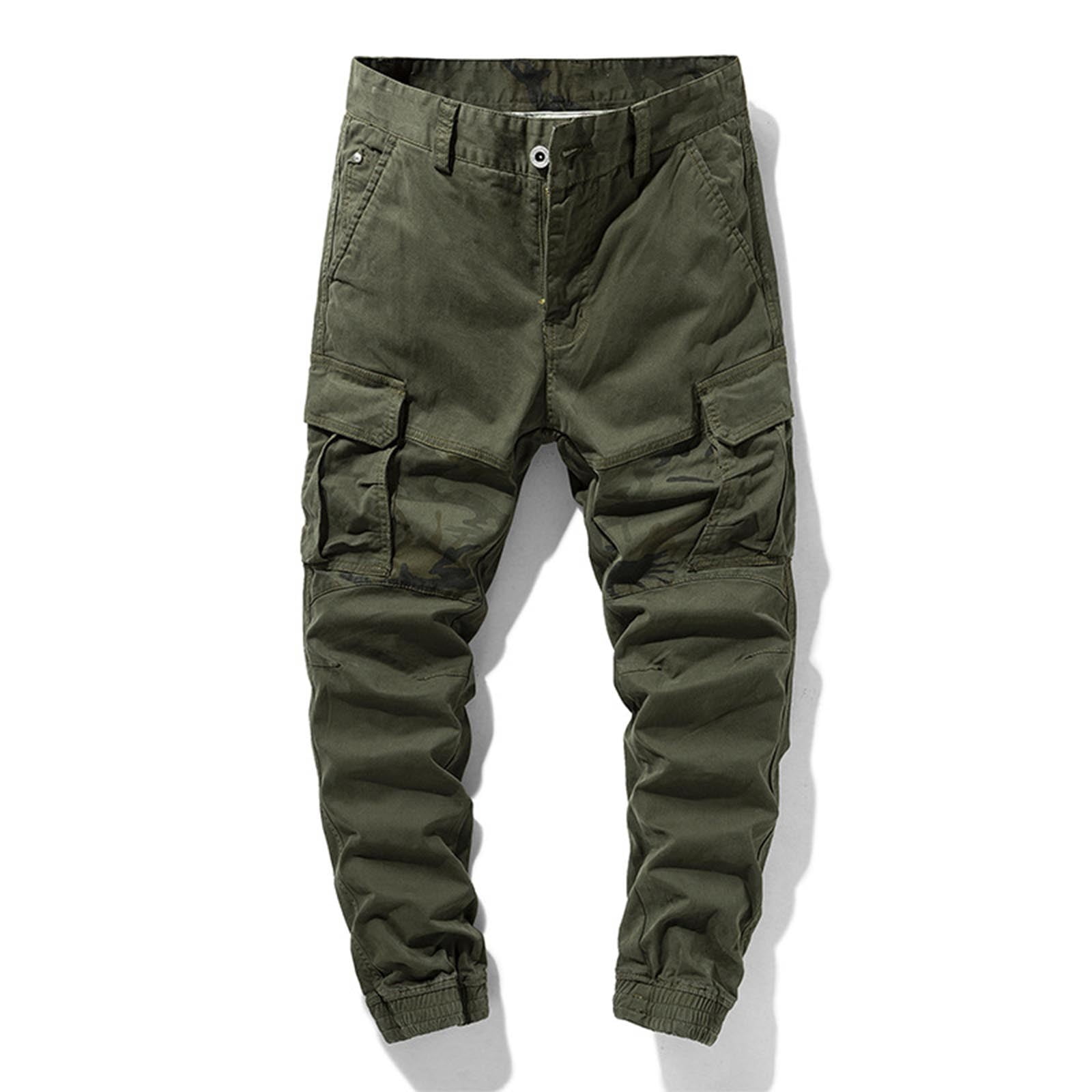 Seeotter Mens Multi Pockets Cargo Pants Button Fly Military Ripstop ...