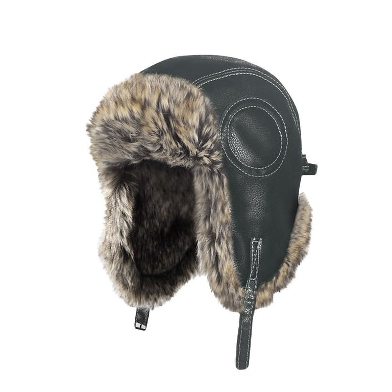 Seeotter Winter Trapper Hats Faux Fur Trooper Hat for Men Women