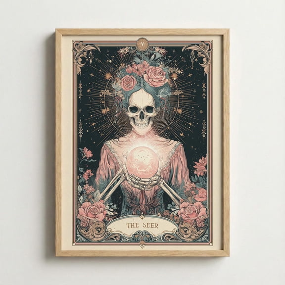 Seer Tarot Card Wall Art Feminine Skeleton Home Decor