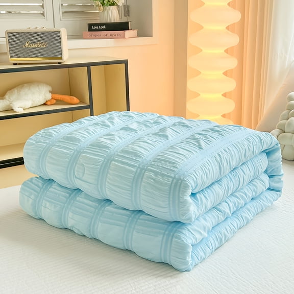 Seersucker Blanket, Soft Lightweight Bedspread With Textured Stripe Design For Bedroom,150cm*200cm