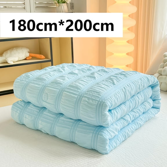 Seersucker Blanket, Soft Lightweight Bedspread With Textured Stripe Design For Bedroom,180cm*200cm