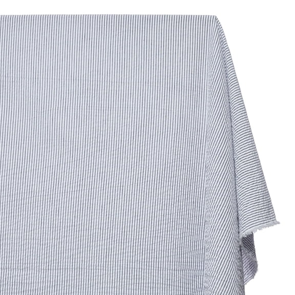 Seersucker Fabric Lightweight Cotton Stripe Yarn Dyed 58" Wide By The Yard & Wholesale - Navy (5 Yards)
