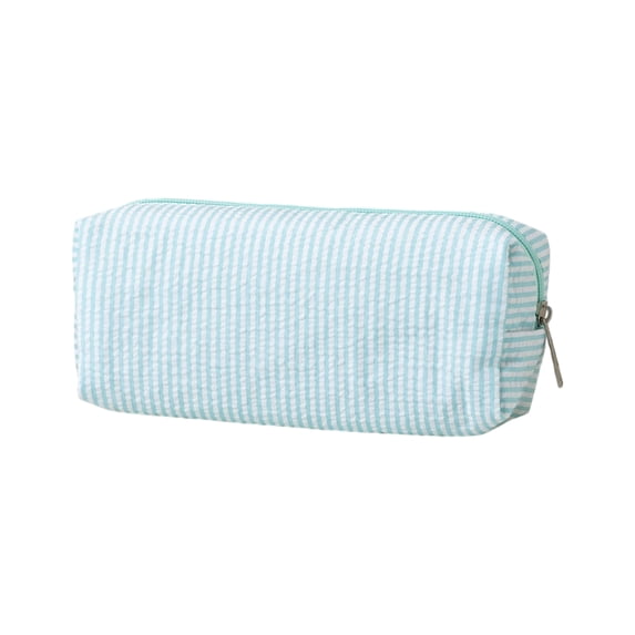 Seersucker Pencil Case Student Desk Organizer Pouch Rectangular Zipper Stationery Storage Bag for School Office Travel