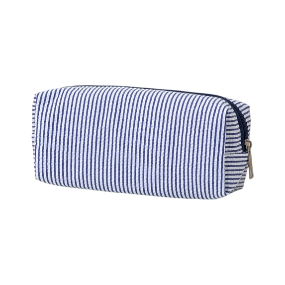 Seersucker Pencil Case Student Desk Organizer Pouch Rectangular Zipper Stationery Storage Bag for School Office Travel