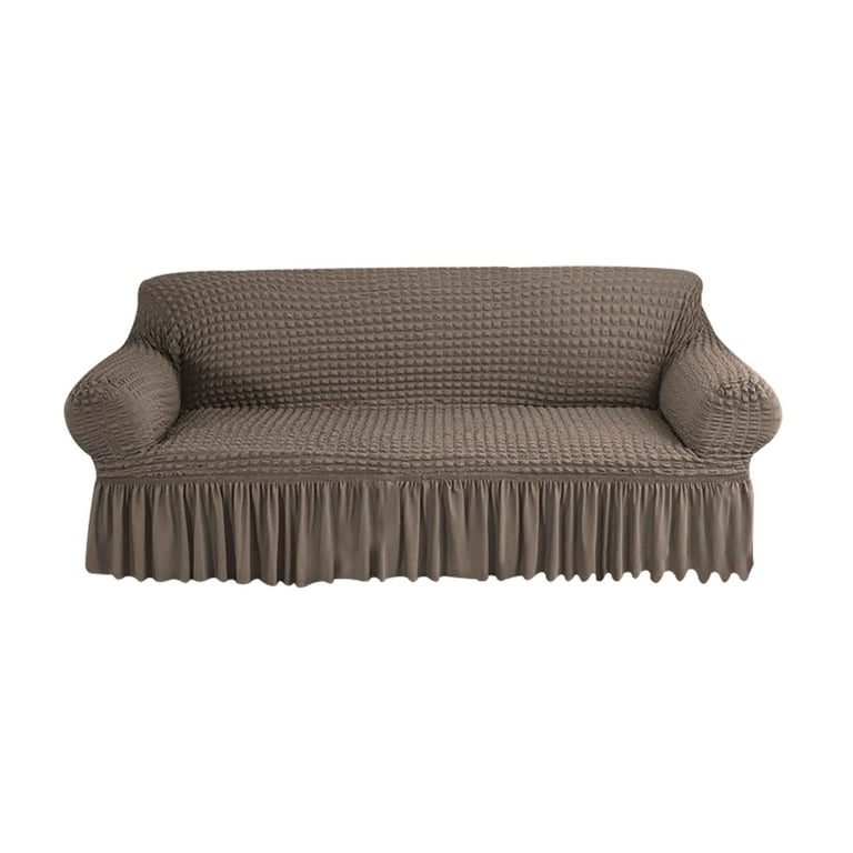 Seersucker Sofa Cover With Skirt Stretch Couch Cover 360 All around Inclusive With Elastic Bottom Armchair Protector For Living Room Khaki 1 seater 90 140cm Walmart