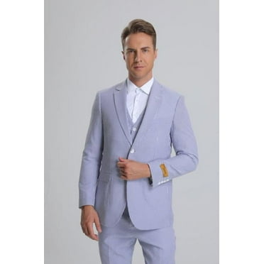 Seersucker Suit - Summer Suit - Cotton Suit - Light Blue