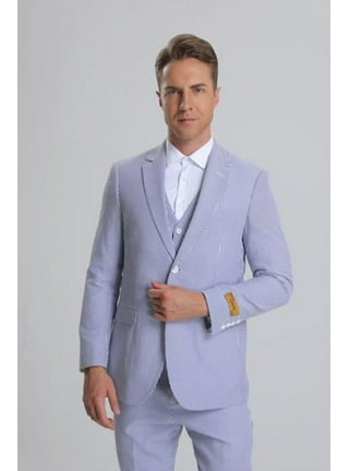 Mens Seersucker Jacket Coat Striped Groom Tuxedo Party Prom Business  Leisure Workwear Wear Beach Casual Blazer
