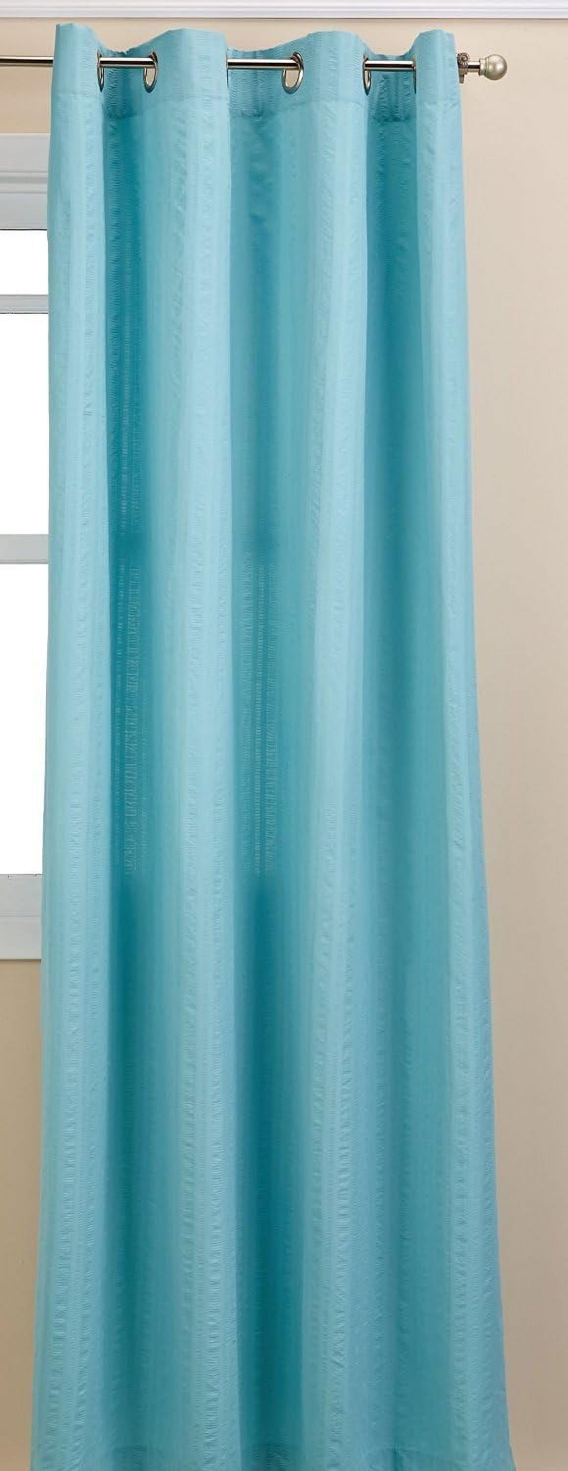 Seersucker Textured Grommet Window Curtain Panel, 56 X 63 Inch, Sea