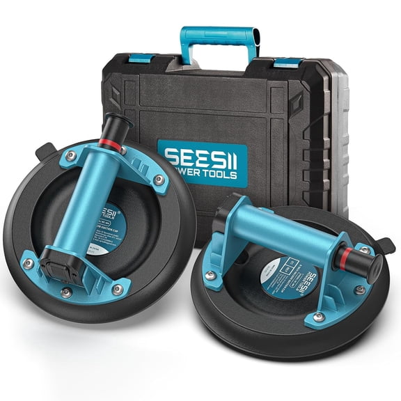 Seesii 2 Pack Tile Suction Cups Lifter Tool ,200KG (440 lbs) Load Capacity Suction Cup for Glass 8" Heavy Duty Vacuum Lifter