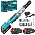 thumbnail image 1 of Seesii 21V 3/8" Cordless Electric Ratchet Wrench Set 90Nm, 66Ft-lbs Power Ratchet Wrench, Variable Speed Trigger, 2pcs 2.0Ah Batteries, 8pcs Sockets, 1/4" & 1/2" Adapter, 3" Extension Bar, RT600B, 1 of 10