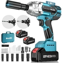 Seesii 650Nm Cordless Impact Wrench 1/2 inch, 480Ft-lbs Impact Gun Screwdriver, 3300RPM Powered Impact Driver w/ 2x 4.0Ah Batteries, 6 Sockets, 8 Drills & 6 Screws for Automotive Repair, WH700