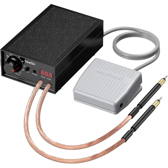Seesii 8000W Spot Welder 0.1-0.3mm Battery Spot Welder with Dual Pulse Output, 10-90 Gears Adjustable Foot Pedal Operated Portable Spot welder for18650 ,26650, 32650 lithium battery